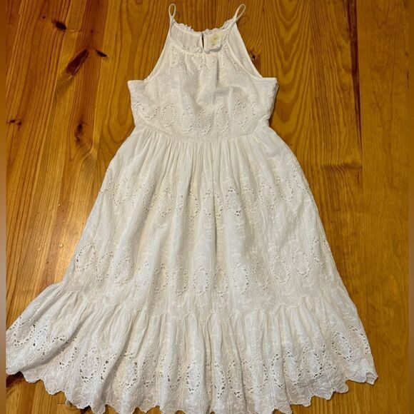 Maeve Tiered Eyelet Midi Dress White Women’s SIZE 4P - Picture 4 of 14